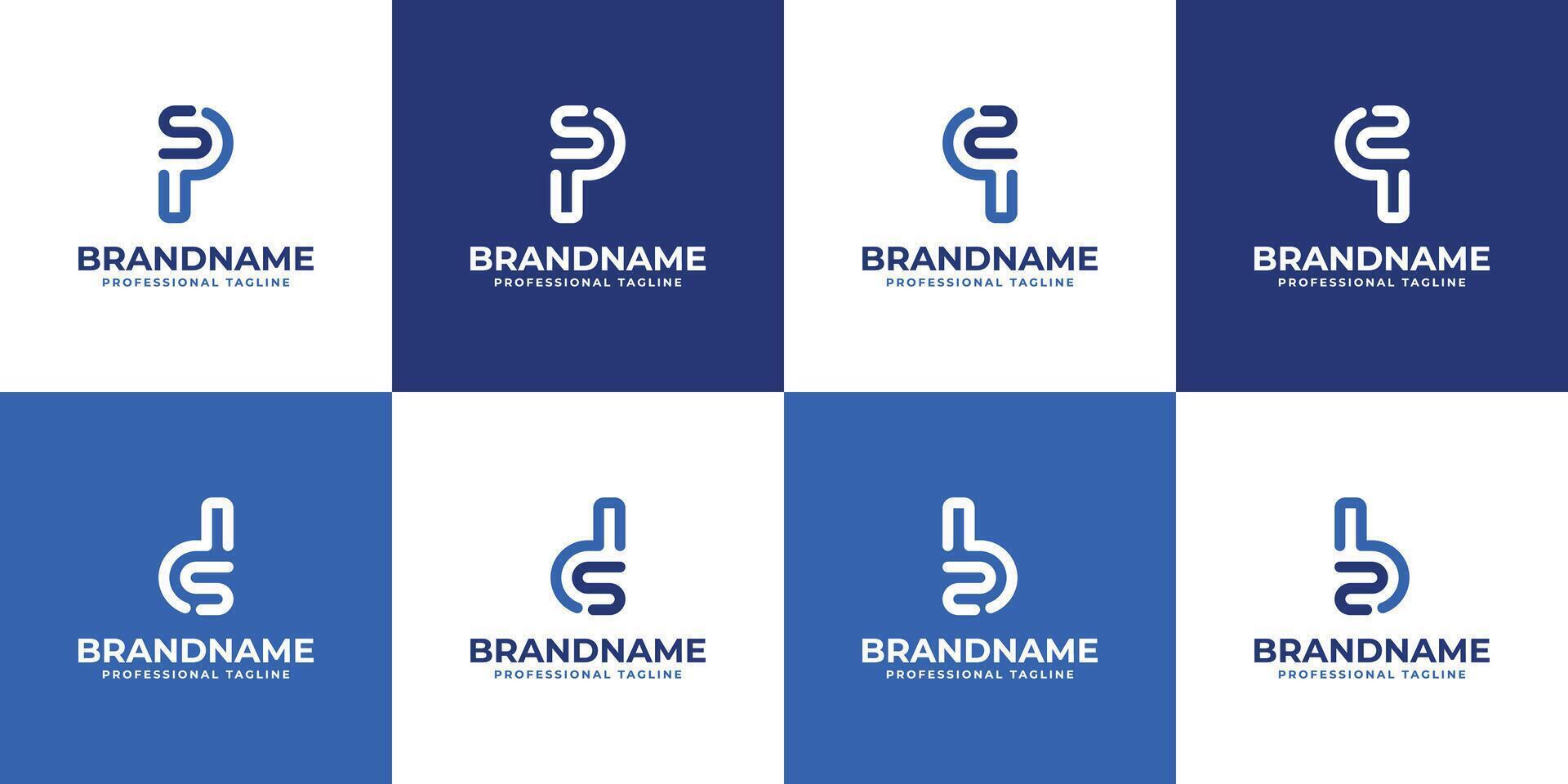 Letters PS DS QZ BZ Monogram Logo, suitable for any business with PS SP DS SD QZ ZQ BZ ZB initials vector
