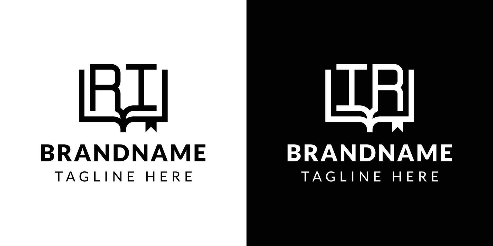 Letters IR and RI Book Logo, suitable for business related to book with IR or RI initials vector