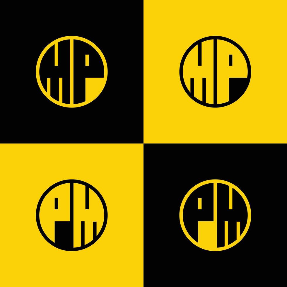 Simple MP and PM Letters Circle Logo Set, suitable for business with MP and PM initials vector