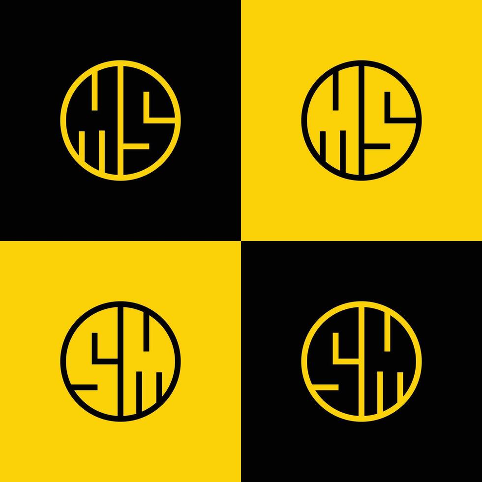 Simple MS and SM Letters Circle Logo Set, suitable for business with MS and SM initials vector