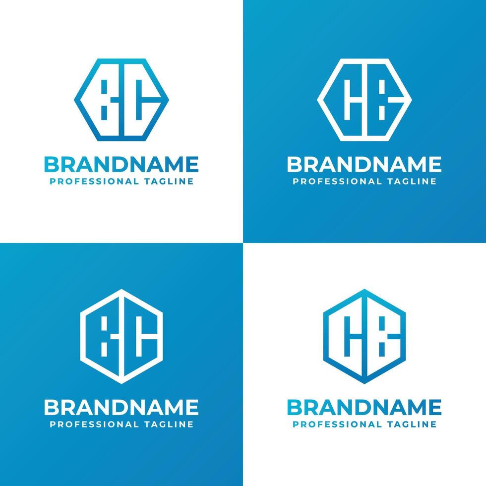 Letters BC and CB Hexagon Logo Set, suitable for business with CB or BC initials vector