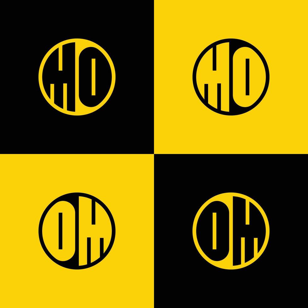 Simple MO and OM Letters Circle Logo Set, suitable for business with MO and OM initials vector