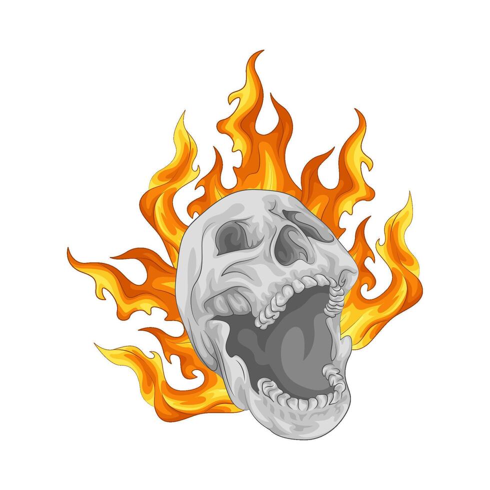 Illustration of burning skull vector
