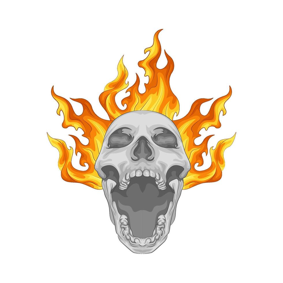 Illustration of burning skull vector