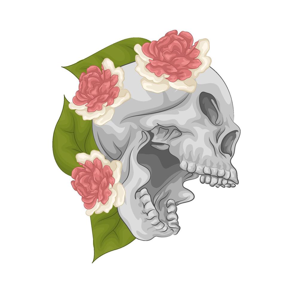 Illustration of skull and flower vector