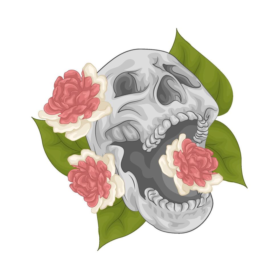 Illustration of skull and flower vector