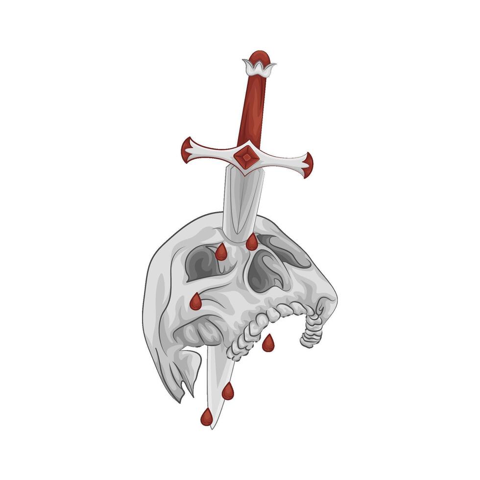 Illustration of skull and sword vector