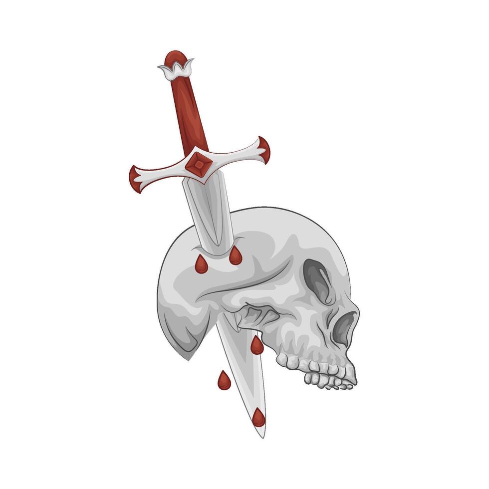 Illustration of skull and sword vector
