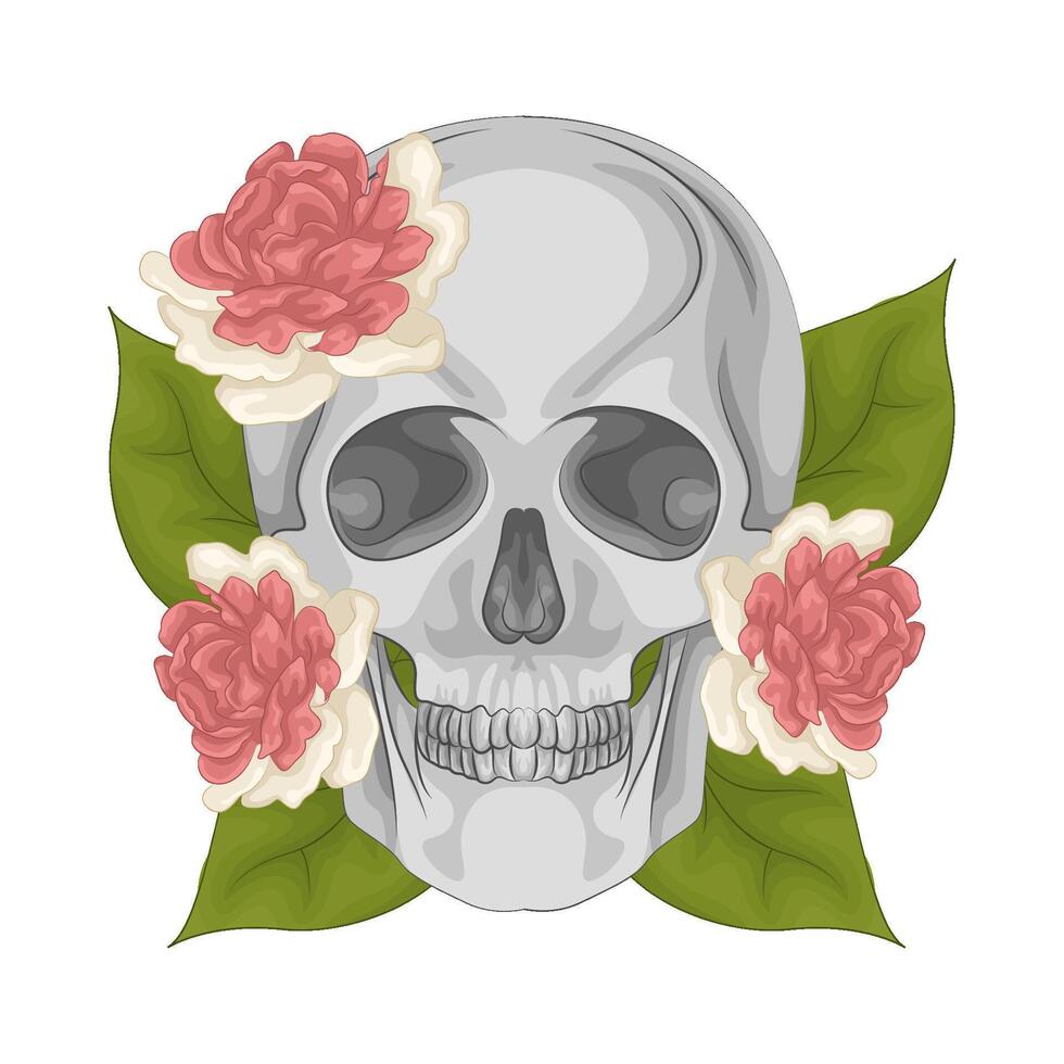 Illustration of skull and flower vector