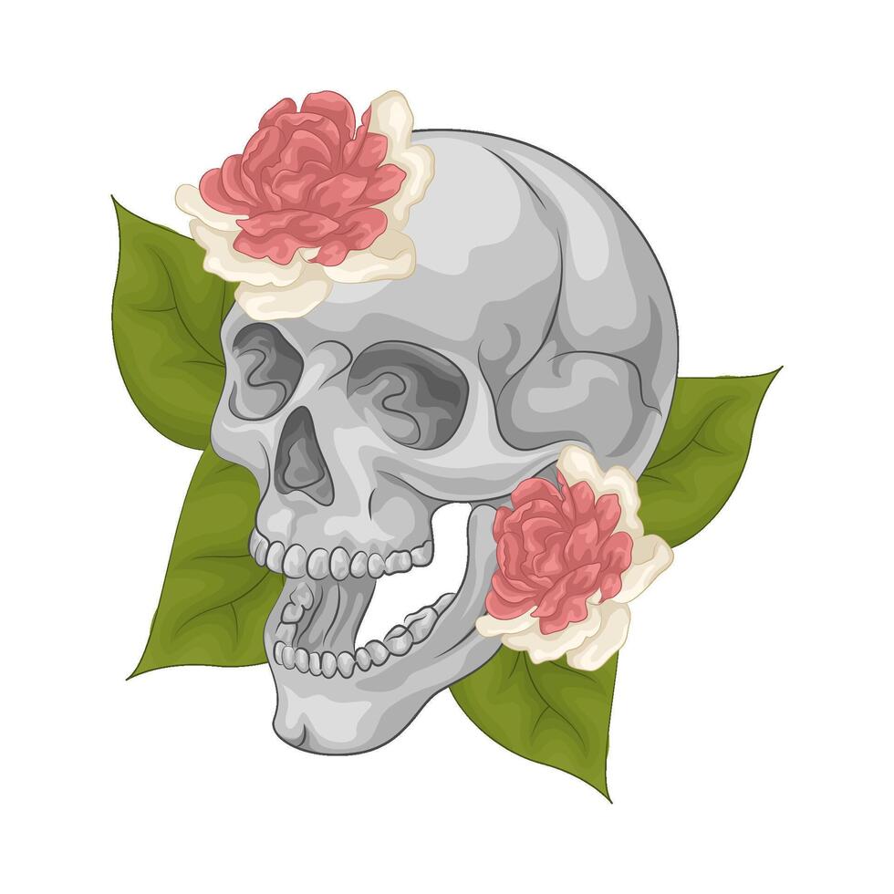 Illustration of skull and flower vector