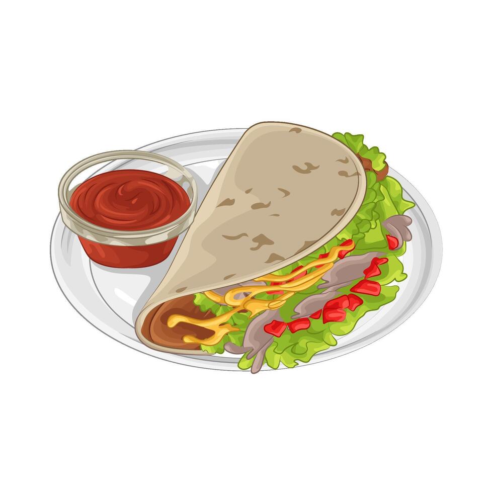 fun happy smiling taco cartoon character isolated drawing