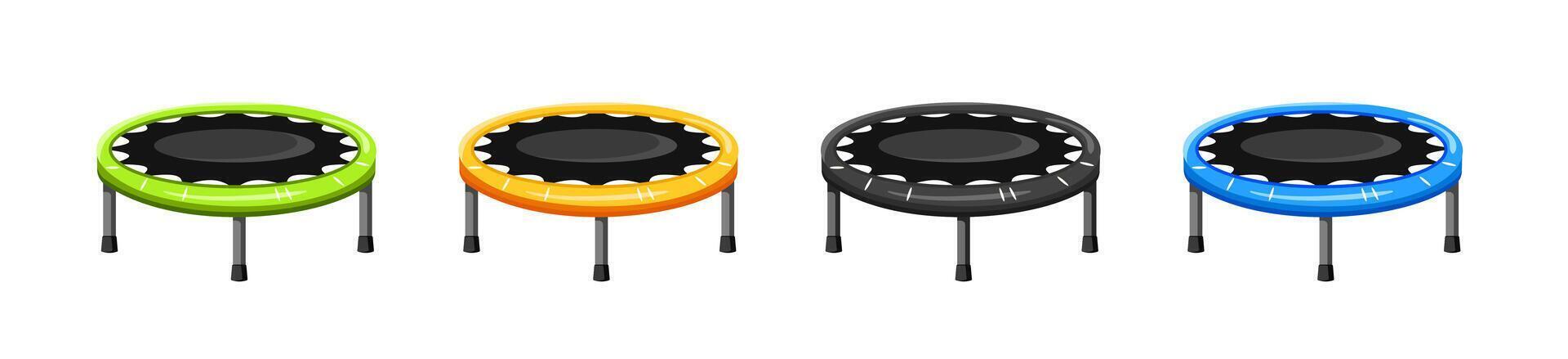 Trampoline is level color set. Yellow black round instrument vector