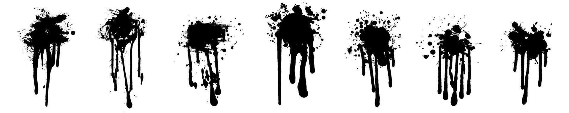 Paint ink smeared dirty drips set vector