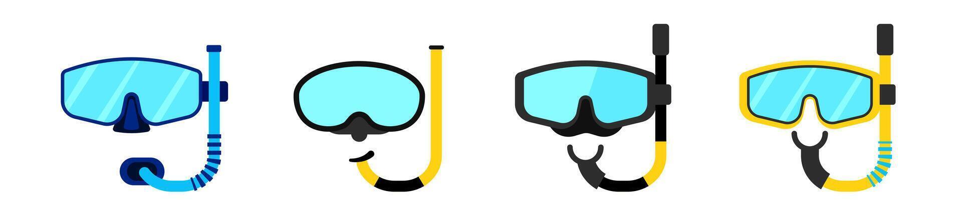 Mask with snorkel for diving template vector