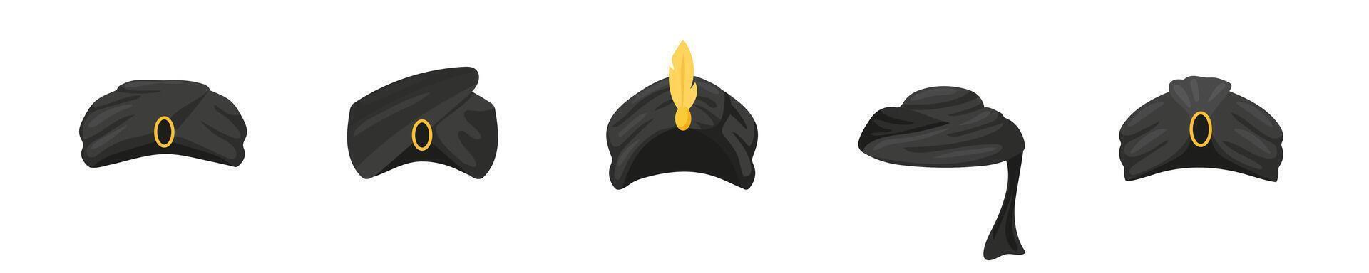 Black and gold oriental turbans set vector