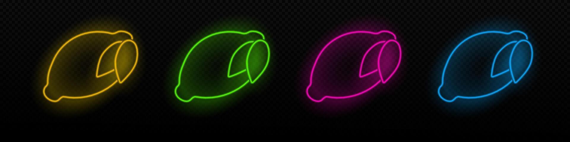 lemon neon icon. lemon glowing laser lamp vector