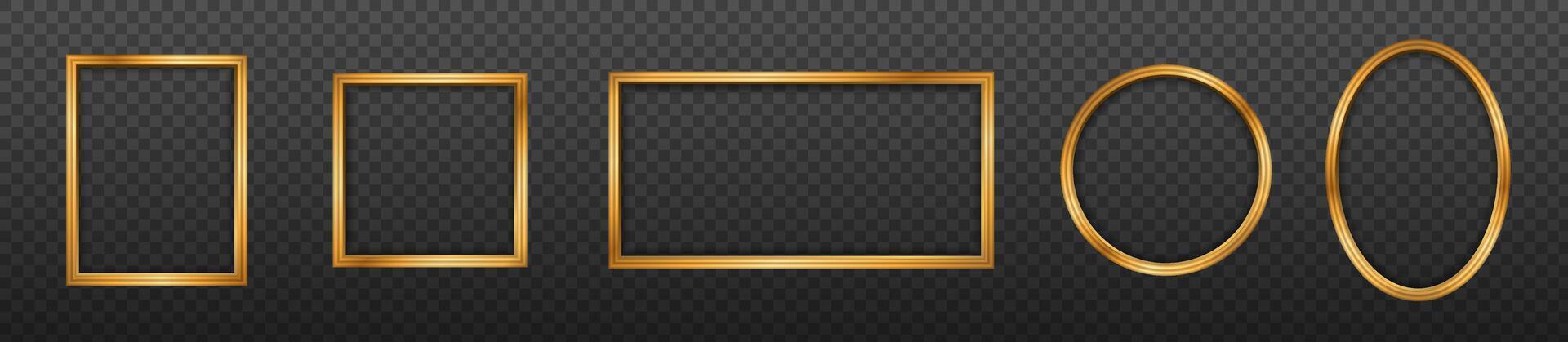 Golden frame border. 3d golden frame vector
