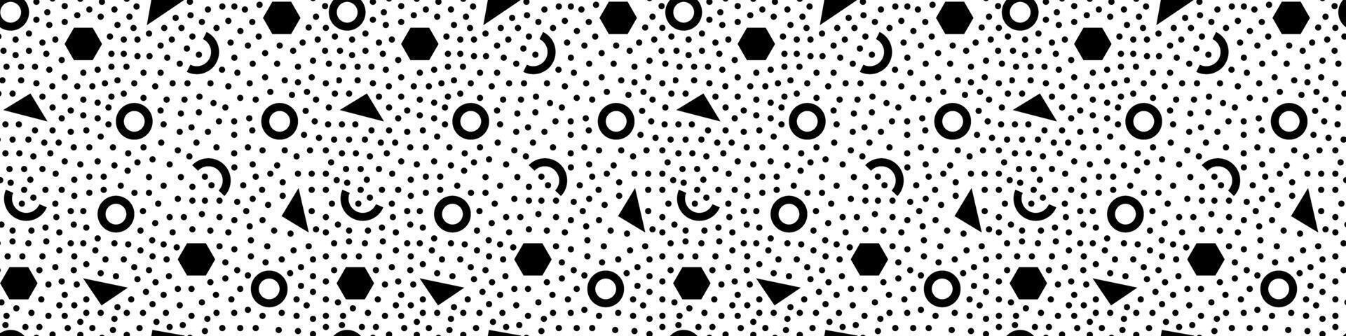 Geometric memphis triangle and circle seamless pattern vector