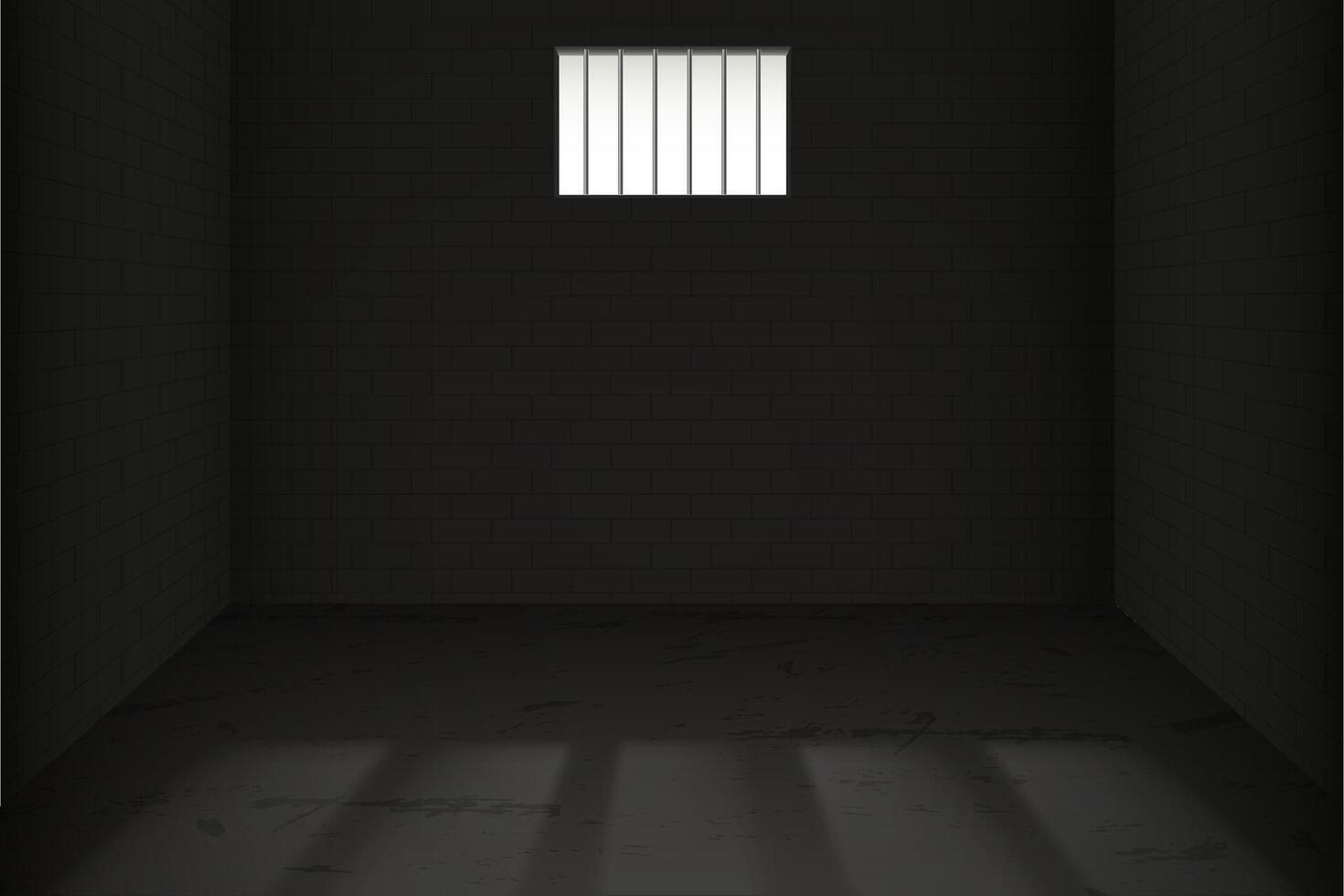 Dark empty prison room template vector