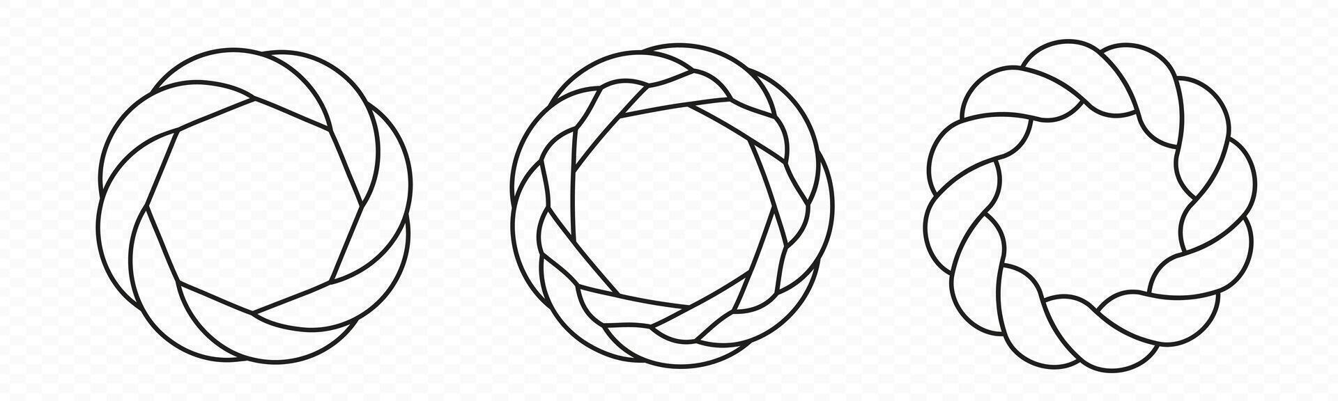 Braid circle frame. Round braided ring. vector