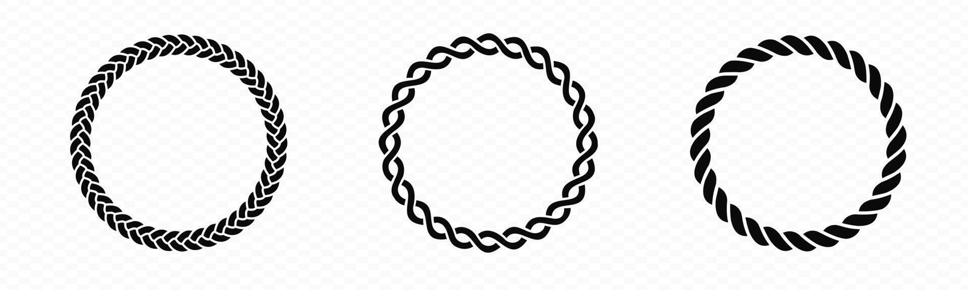 Braid circle frame. Round braided ring. vector