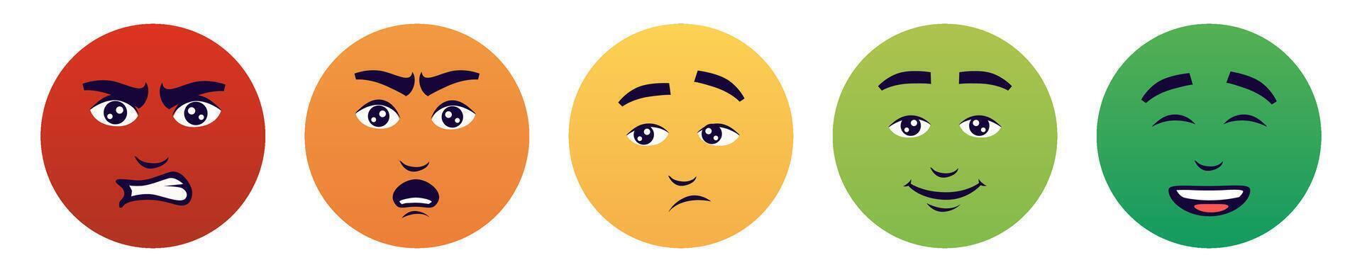 Funny round faces emotions set vector