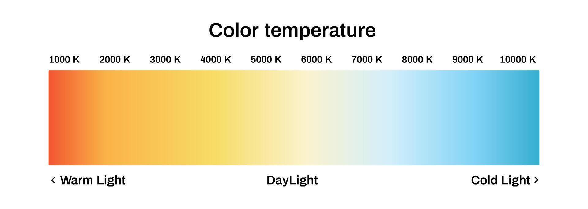 Light color temperature scale. Led diagram with warm and daylight vector