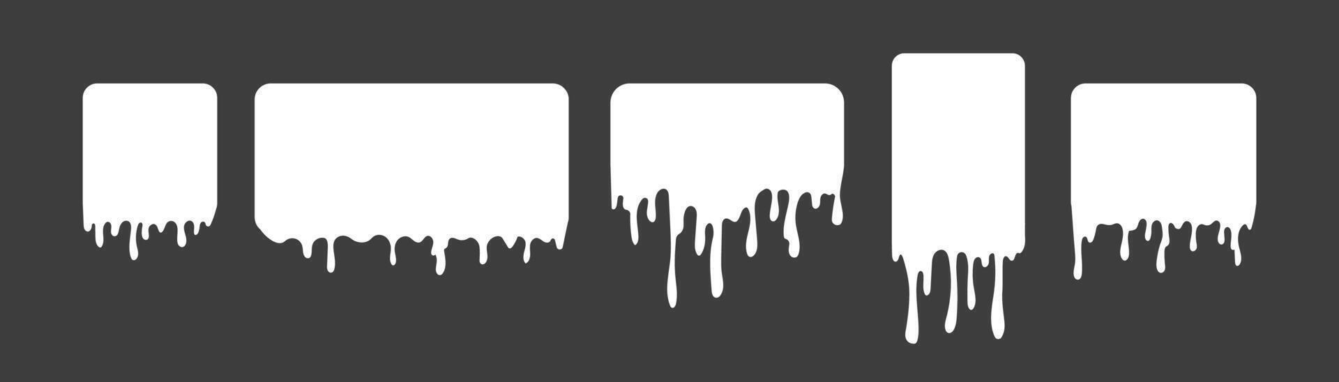 Streak geometric banners sticker. Melted white blank frame label vector