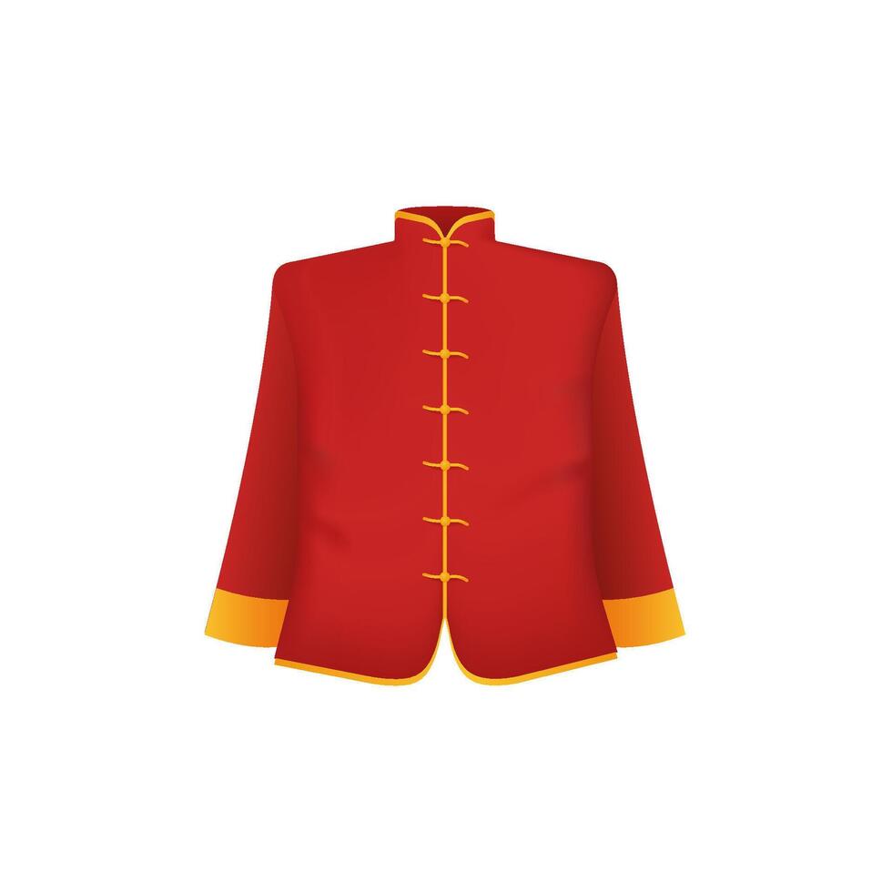 Red chinese national costume. Oriental festive clothing with gold embroidery vector