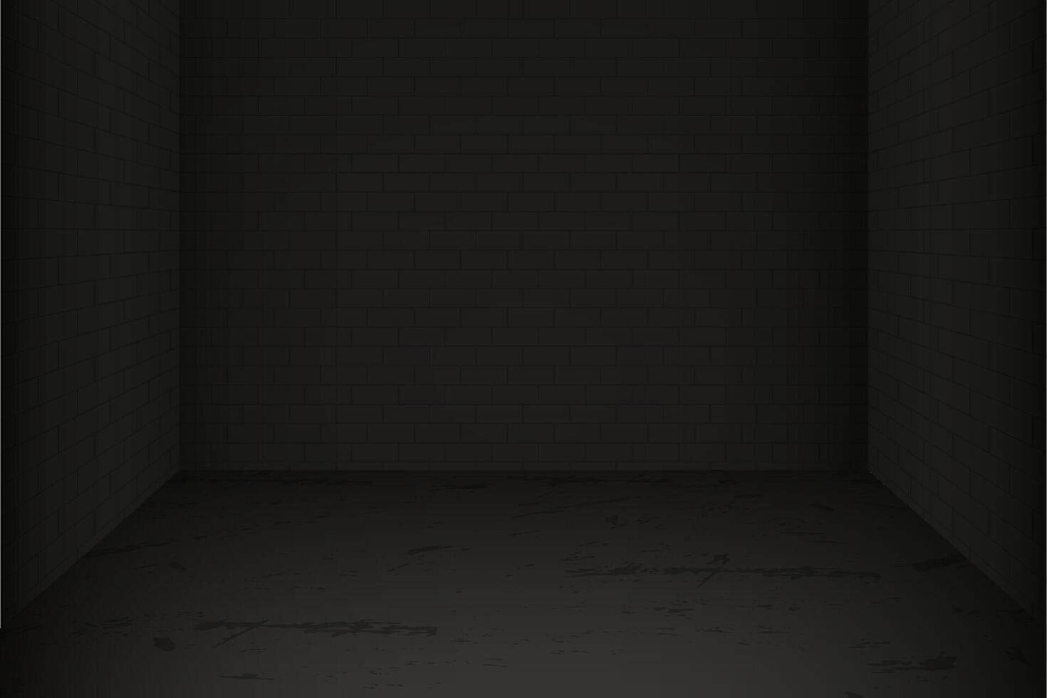 Dark brick room with concrete floor template vector