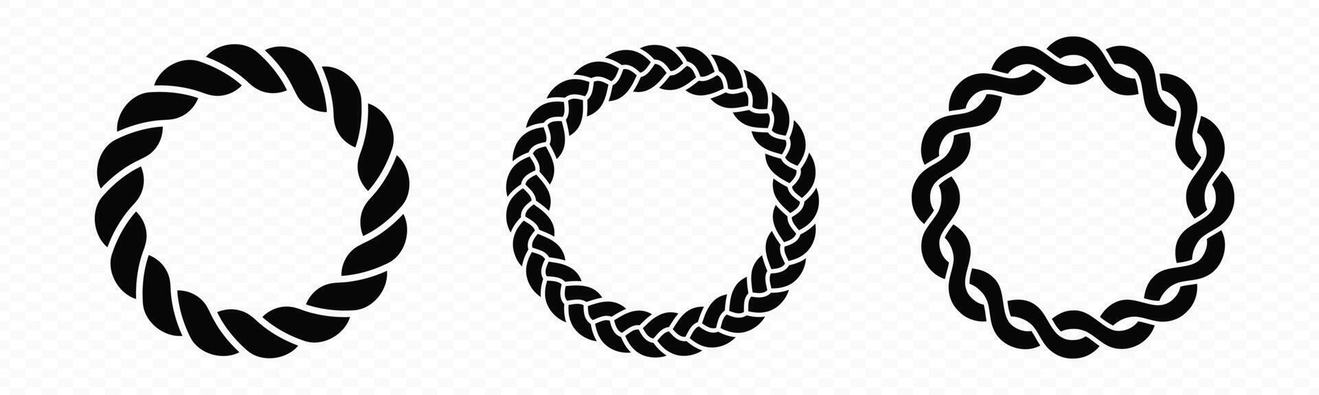 Braid circle frame. Round braided ring. vector