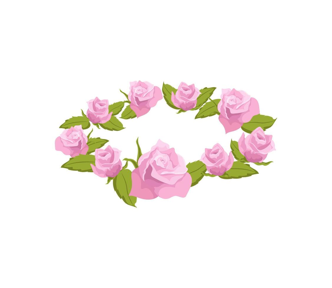 Wreath of pink flowers template vector