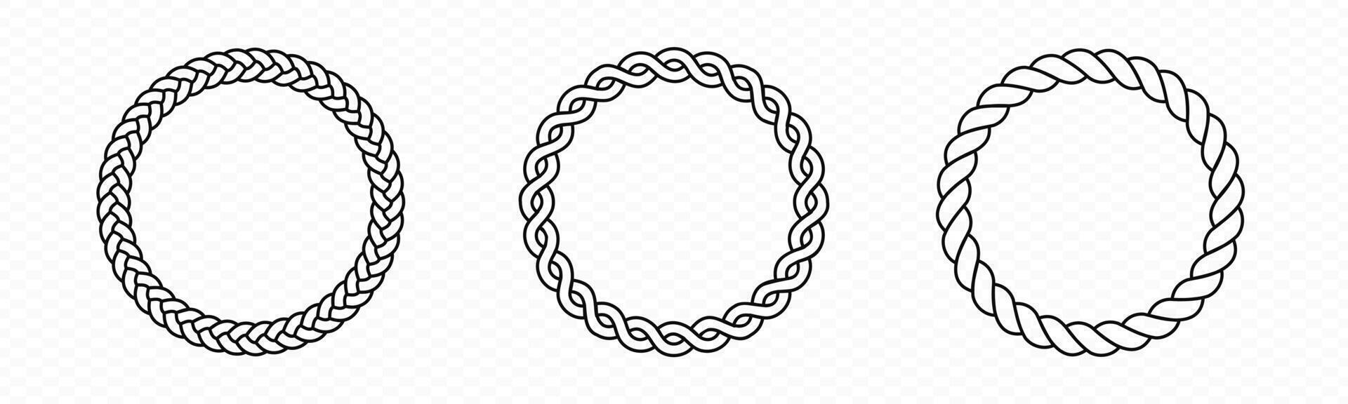 Braid circle frame. Round braided ring. vector