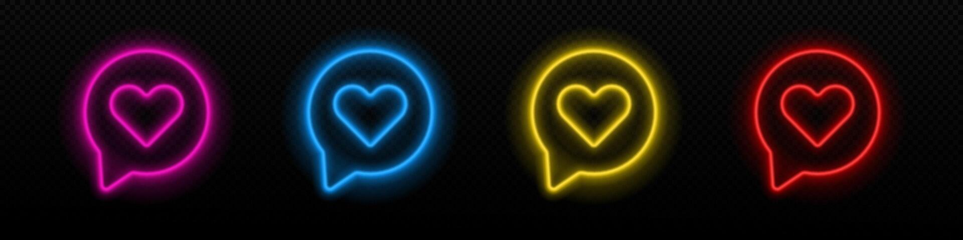 Neon like heart notification icon. vector