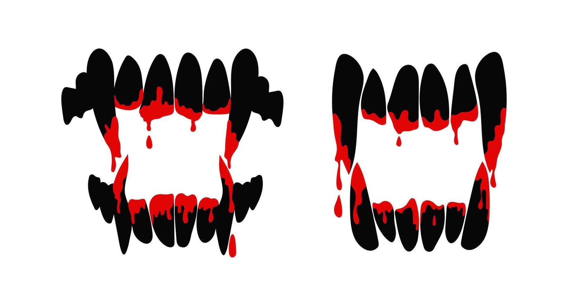 Blood bite Vampire teeth silhouette vector