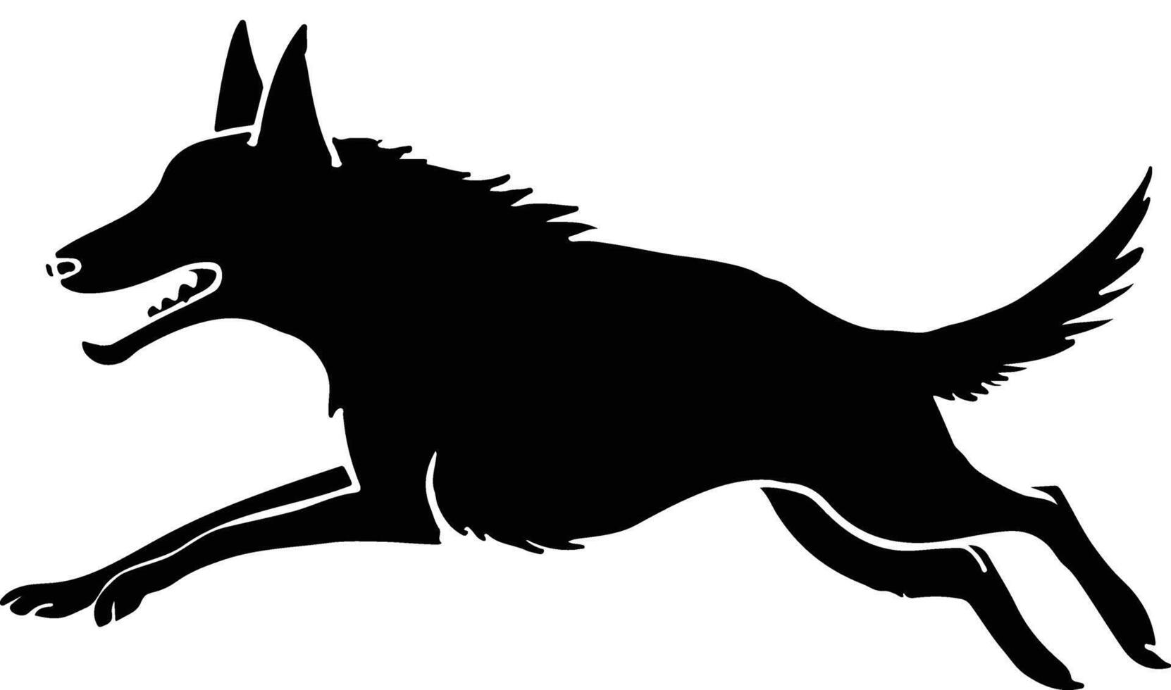 black silhouette of a dog isolated on a white background. vector