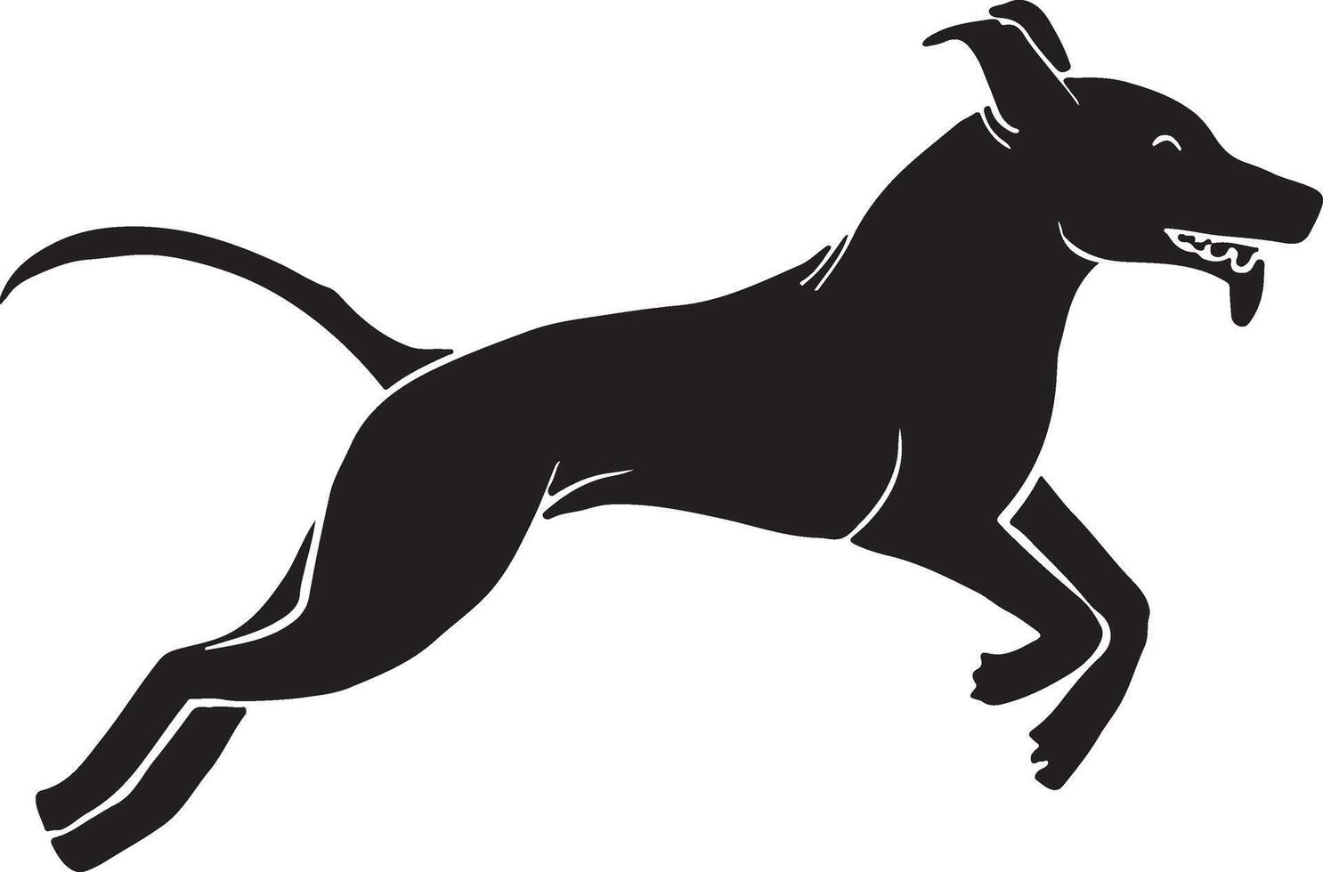 black silhouette of a dog isolated on a white background. vector