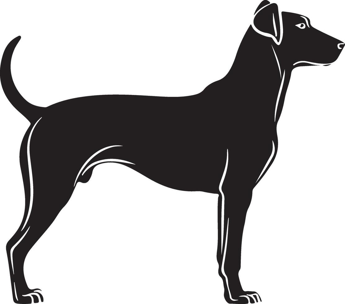 black silhouette of a dog isolated on a white background. vector