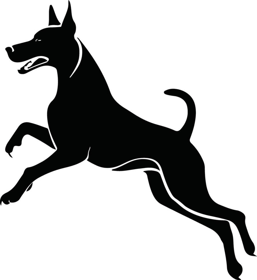 black silhouette of a dog isolated on a white background. vector