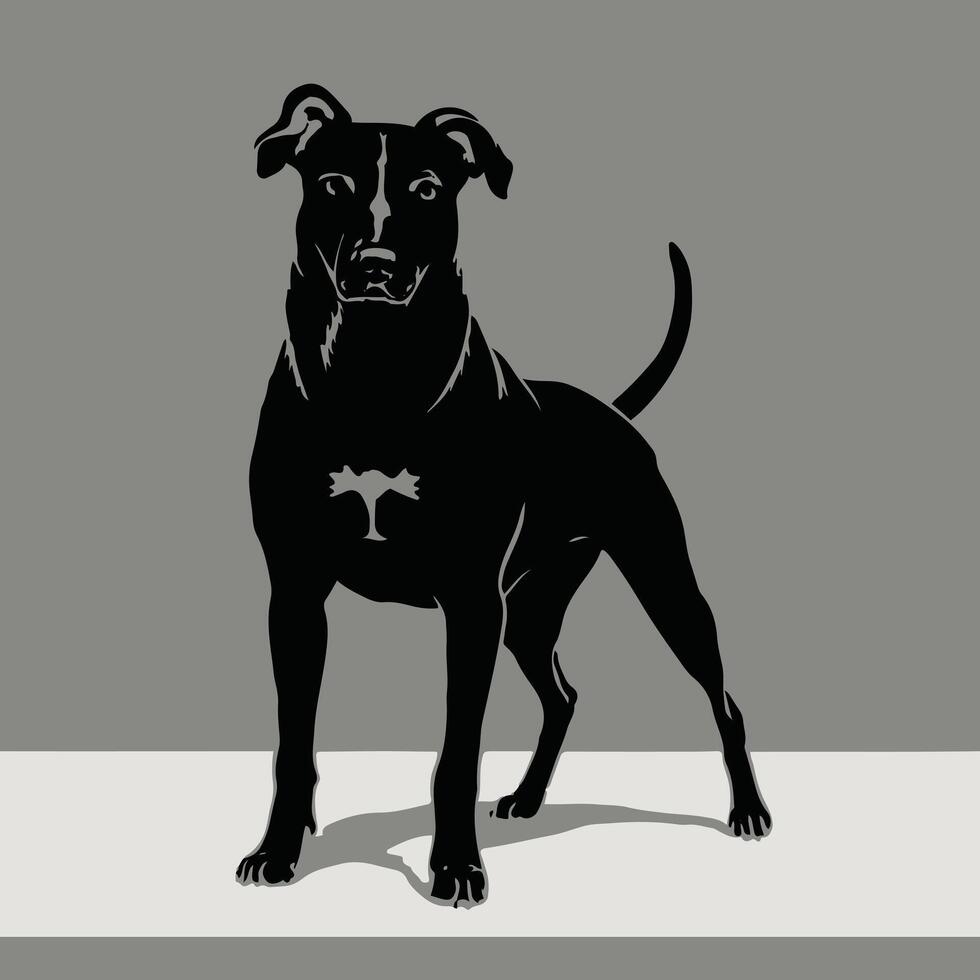 black silhouette of a dog isolated on a white background. vector