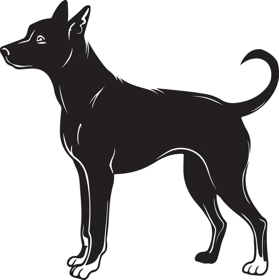 black silhouette of a dog isolated on a white background. vector
