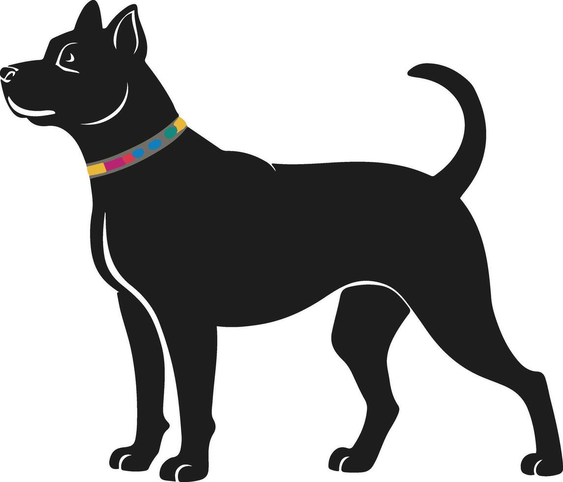 black silhouette of a dog isolated on a white background. vector