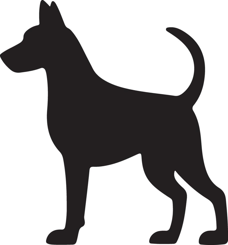 black silhouette of a dog isolated on a white background. vector