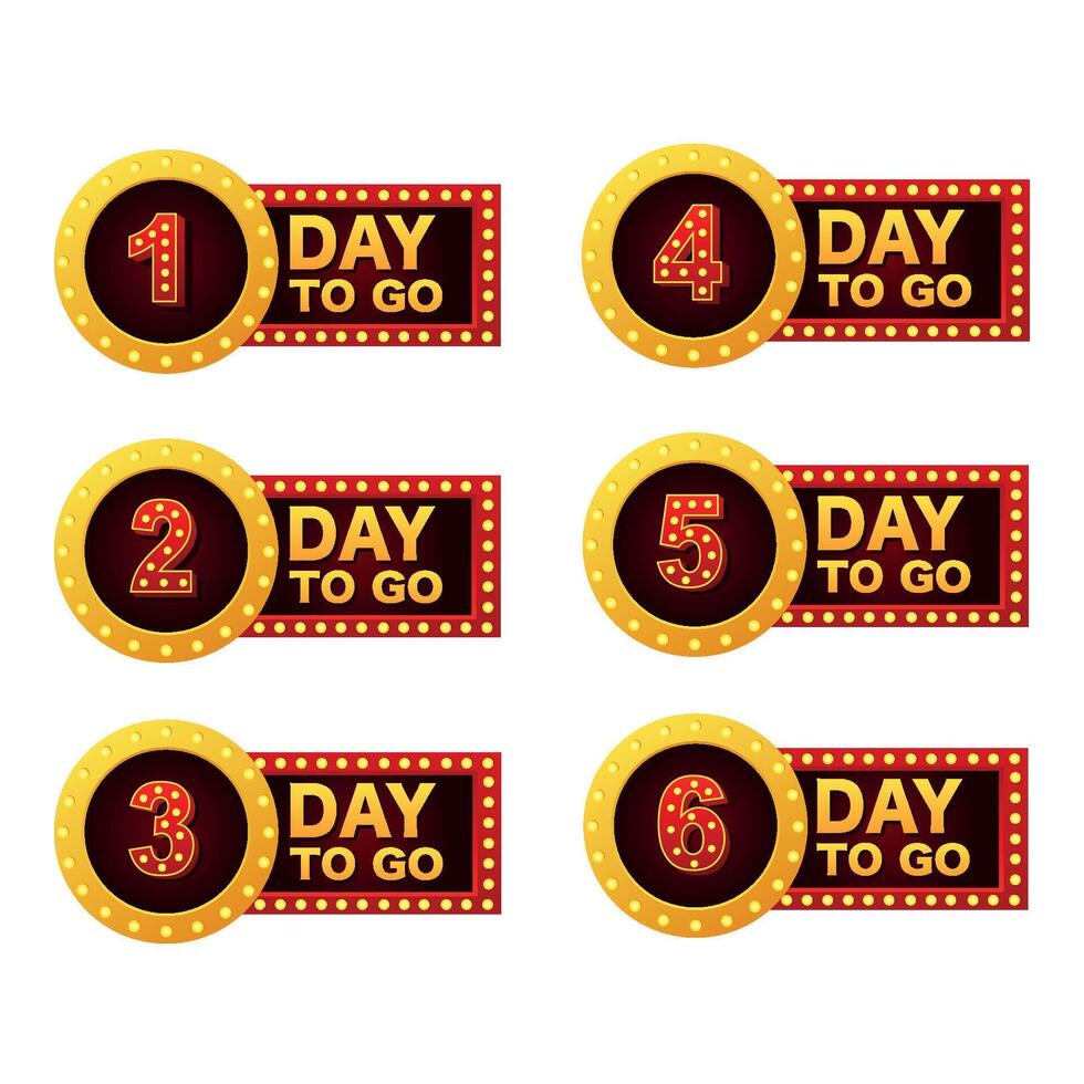 Countdown days banner. calculate the time of sale. Six, five, four, three, two, one days left. illustration. vector