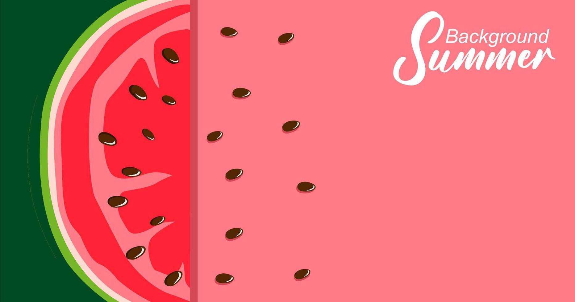 Watermelon background with watermelon slices and seeds. Summer background illustration. vector