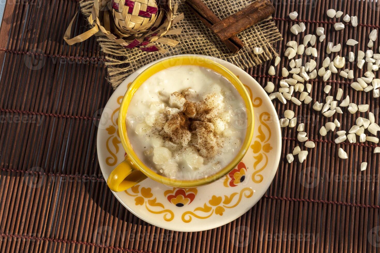 cup of canjica, typical food consumed in the Brazilian Festa Juninas photo