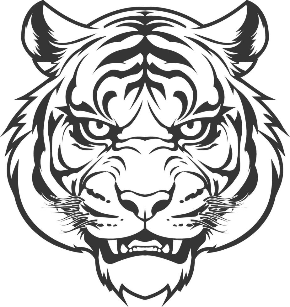 aggressive tiger face isolated icon vector