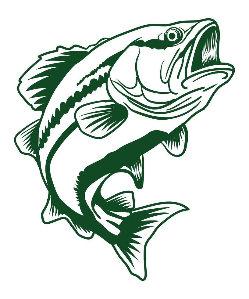 a bass fish with a green background vector