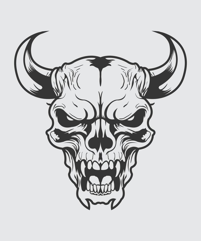 a skull with horns on a white background vector