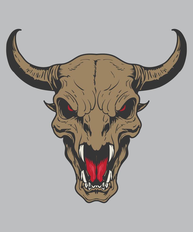 monster bull skull illustration vector